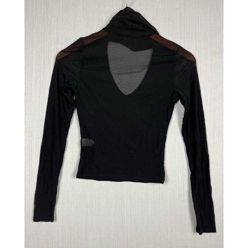 Y2K Style Sheer Mesh Mock Neck Top S Long Sleeve Whimsigoth Indie Sleaze - Picture 3 of 9